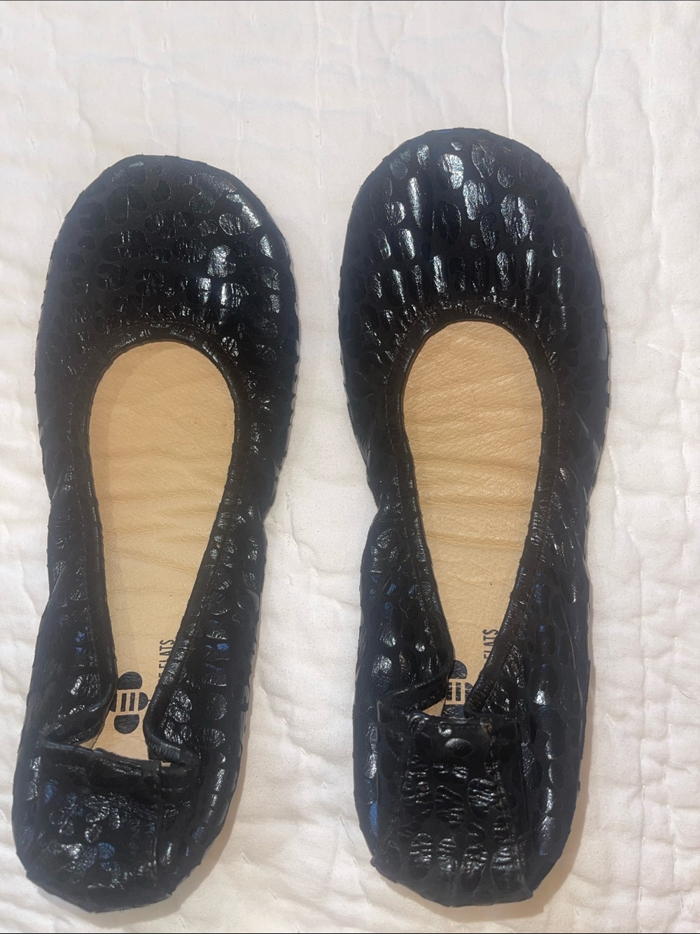 The Storehouse Flats Women's Black Croc-Embossed Foldable Ballet Flats